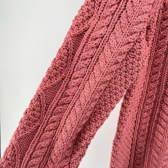 L.L. Bean Signature Women’s Pink Cotton Fisherman V-Neck Tunic Sweater Small - Picture 5 of 12